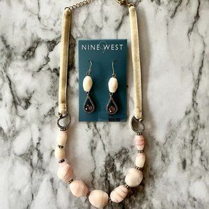 Nine West Pink Stone Necklace and Earring Set